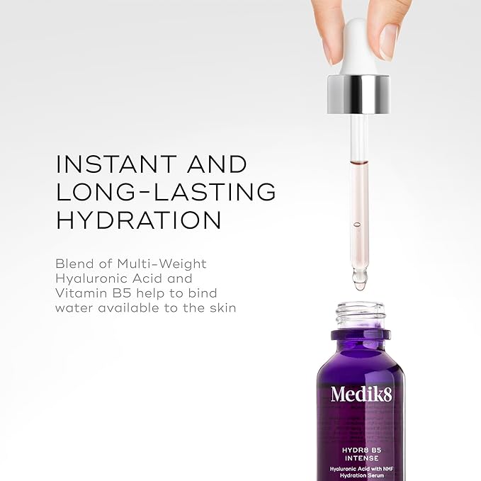 Medik8 Hydr8 B5 Intense - Hyaluronic Acid Serum - Moisturizing, Brightening Antioxidant Serum for Face - Smooths Fine Lines and Wrinkles - 1.0 oz