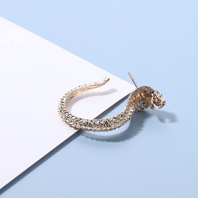 Vintage Snake Studs Earrings Gold Snake