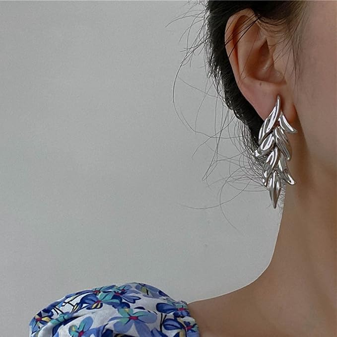Statement Leaf Dangle Drop Earrings Vintage