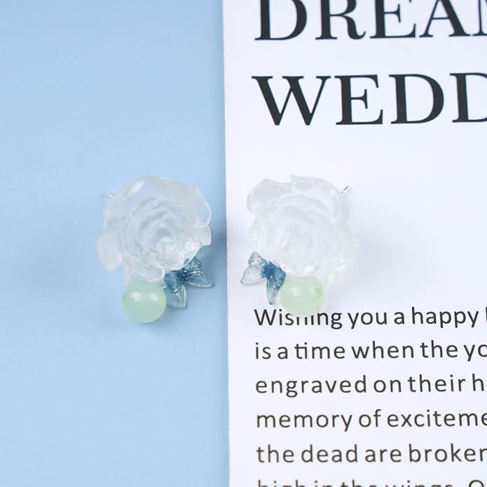 Vintage Resin Flower Earrings Camellia Flower