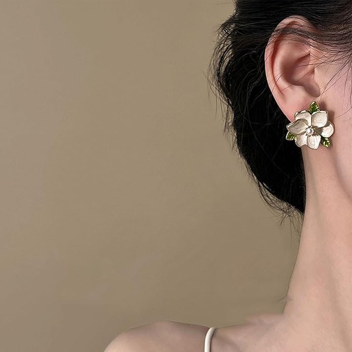 Unique Blue Flower Earrings Studs Vintage