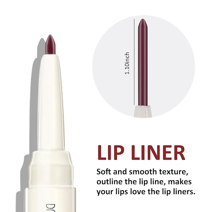 Boobeen Double-ended Lipstick Lip Liner Makeup Velvet Lipgloss Lipstick, Creamy Lip Pencil for Women Matte Long-lasting Matte Satin Finish, Nourishing and Non-fading (06#)