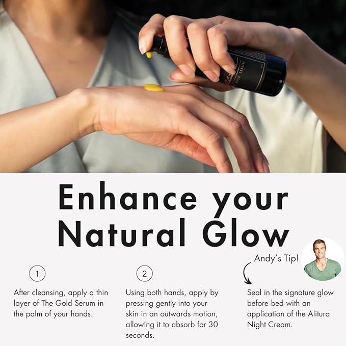 Alitura Gold Serum for Face – Face Serum for Women & Men to Reduce Fine Lines and Wrinkles – Anti Aging Serum for Radiant-Looking Skin – Vitamin A & Marine Collagen Facial Serum (50 ml)