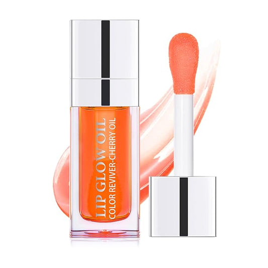 Lip Oil, Hydrating Lip Gloss Tinted Lip Balm Transparent Lip Care, Big Brush Head Glitter Shine, Long Lasting Nourishing Non-sticky Fresh Texture