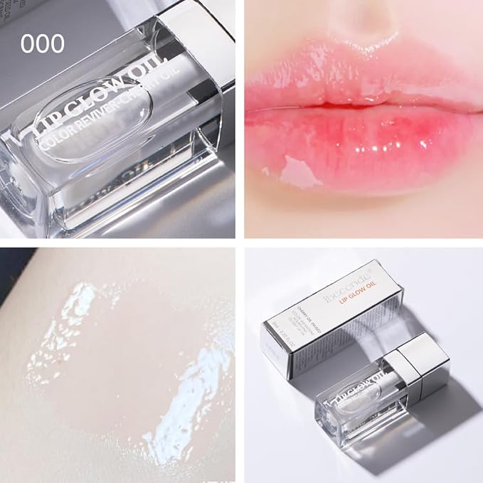 Hydrating Lip Oil for Women, Glossy Lip Color, Transparent Lip Gloss for Nourishing Lip and Make Lip Full, Moisturizing Liquid Tinted Lip Balm for Lip Care, 0.2oz (Transparent #000)