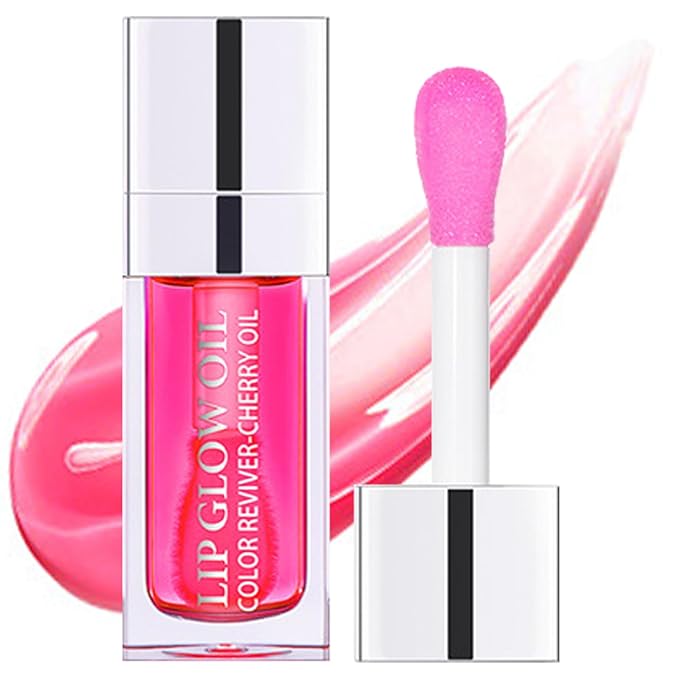 Hydrating Lip Oil for Women, Glossy Lip Color, Transparent Lip Gloss for Nourishing Lip and Make Lip Full, Moisturizing Liquid Tinted Lip Balm for Lip Care, 0.2oz (Raspberry #007)
