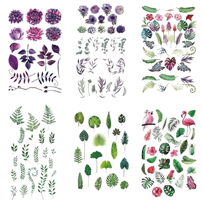 WEETUU 24 Sheets Small Floral Temporary Tattoo for Stickers (T05)