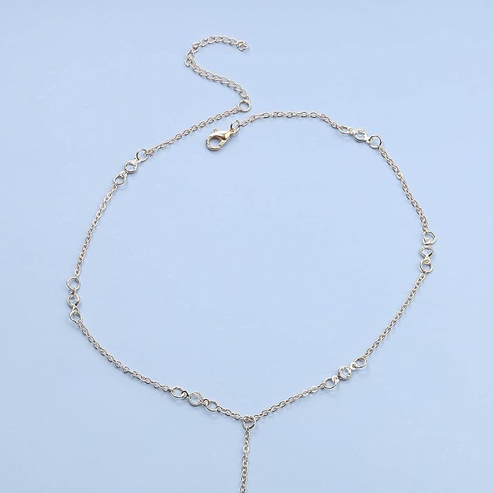 Boho Crystal Y Necklace Gold Moonstone