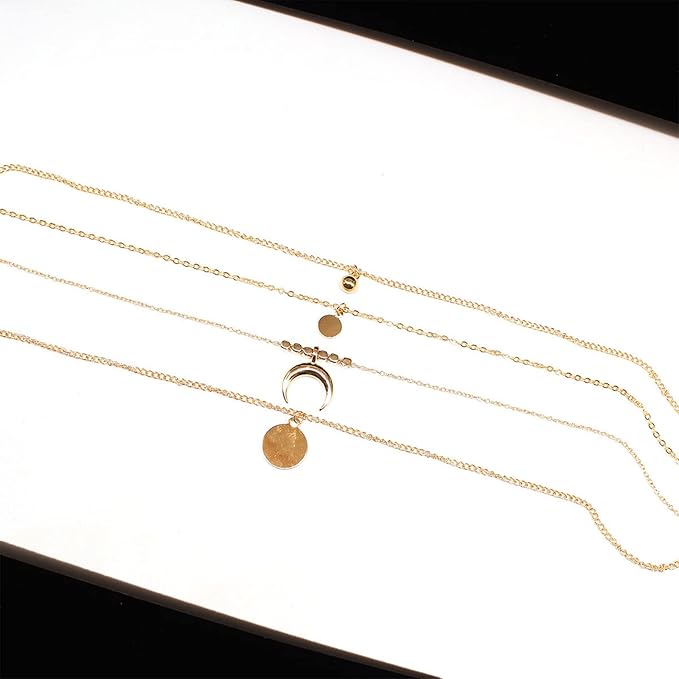 Bohemia Layered Coin Choker Necklace Moon