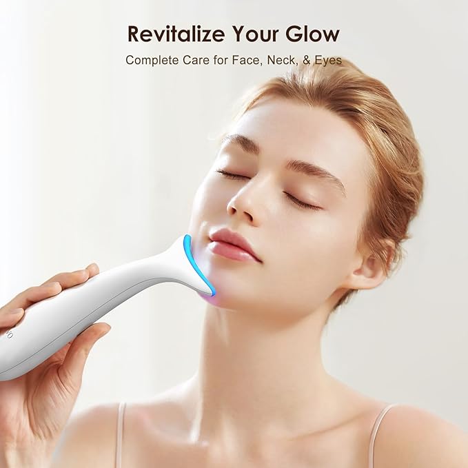Facial and Neck Massager for Face, Neck - Skin Lifting & Firming - Wrinkle & Dark Circle Reducer - at Home Skin Care Face Sculpting Tool and Neck Massager-White
