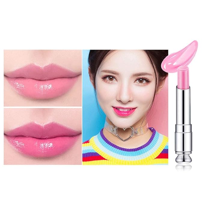 3 Pcs Color Changing Change Lipstick Lip Balm, Korean Magic Lipstick Color Change Changing Lip Tint Tinted Stain Gloss Balm Long Lasting Waterproof Moisturizer Jelly Crystal Lipstick Set for Women
