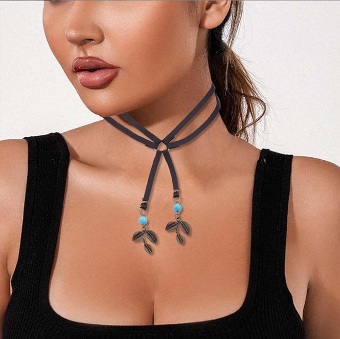 Y2K Necklace Puffy Turquoise Beaded Necklaces