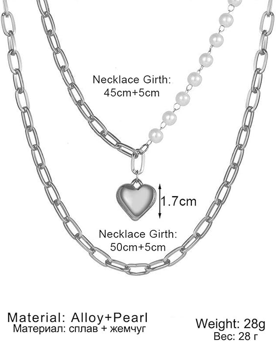 Boho Layered Pearl Choker Necklace Chain