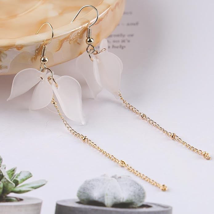 Vintage Acrylic Flower Petal Drop Earrings