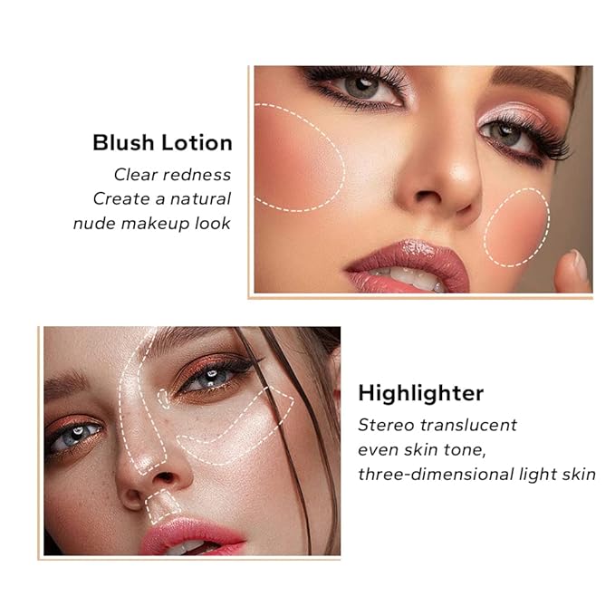 Liquid Contour+Highlighter Blush Stick+Liquid Blush Stick, Smooth Creamy (Contour+Blush#01+Highlighter #01)