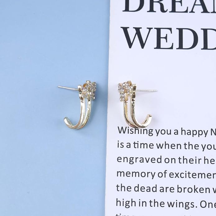 Vintage Crystal Butterfly Claw Earrings Rhinestone Claw Stud