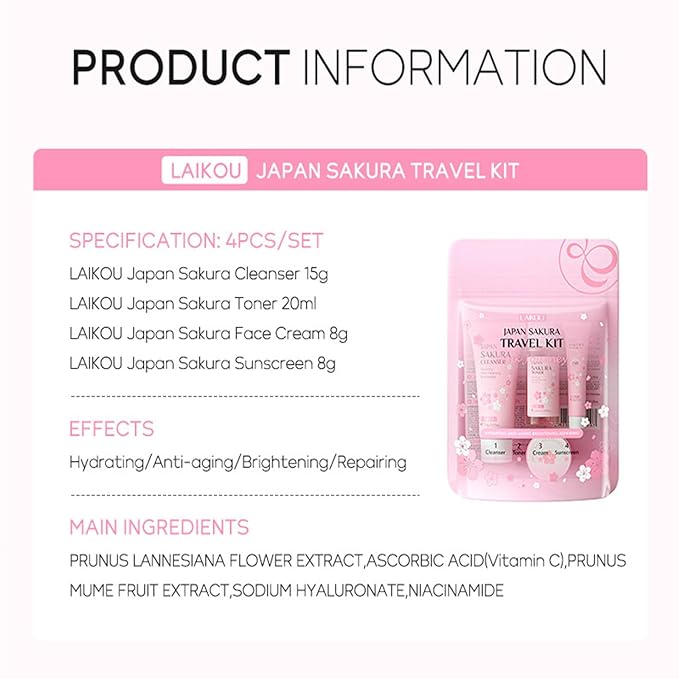 Sakura Travel Skincare Set for Teenage Cleaning