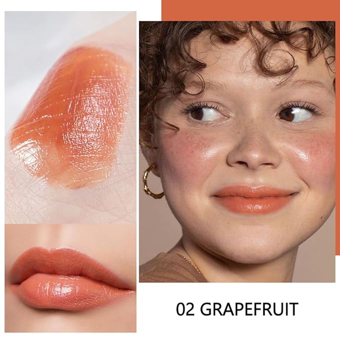 evpct 3Pcs Orange Rose Cherry Red Shine Lipstick Set, Flawless Moisturizing Lip Color Stick Glossy Lipstick Tinted Lip Balm, Sheer Shine Juicy Finish, Lightweight Hydrating Formula for Dry Lip Care
