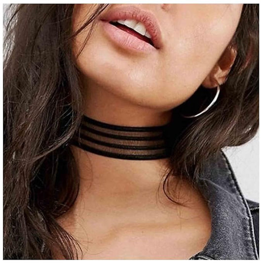 Bohemia Lace Choker Necklace Short Black Organza Necklace