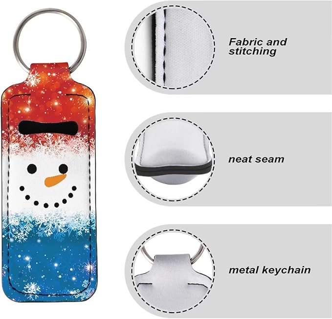Christmas Snowman Design Lipstick Holder Keychain Ring