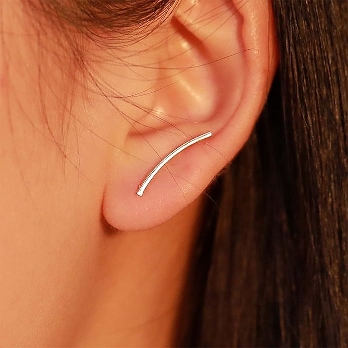 Boho Bar Ear Climber Earrings Gold Stick Studs