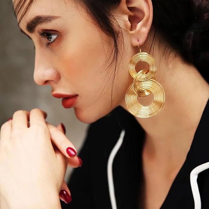 Punk Exaggerated Circle Drop Earring Long
