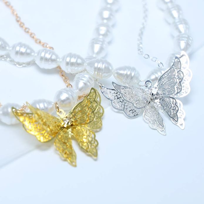 Bohemian Layered Necklace with Butterfly Pendant