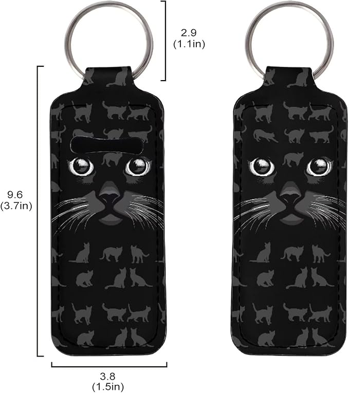 Bulopur Black Cat Face Chapstick Holder Keychain Bulk, Lipgloss