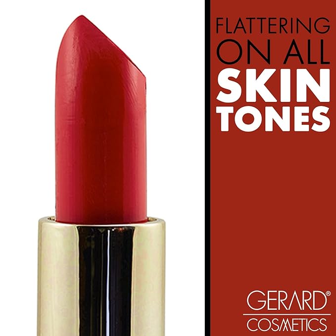 Gerard Cosmetics Lipstick Fire Engine | Bright Red Lipstick with Comfort Matte Finish | Highly Pigmented, Smooth Formula with Hydrating Ingredients | Cruelty Free & Made in USA