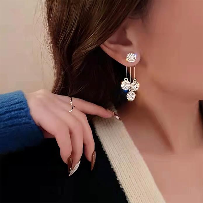 Vintage Crystal Chandelier Drop Earrings Rhinestone Ball Dangle