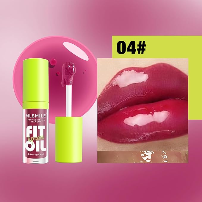 Lip Oil Lip Glaze,Soft Brush Head Hydrating Lip Glow Oil,Shiny Transparent Lip Gloss Plumping,Long Lasting Nourishing Non-sticky Fresh Clear Smooth Lip Care (#04)