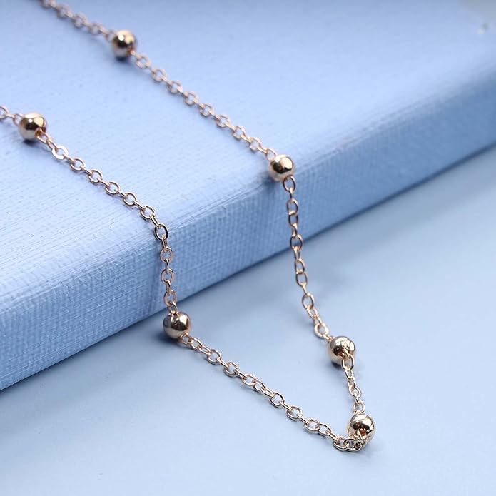 Boho Thin Beaded Choker Necklace Gold