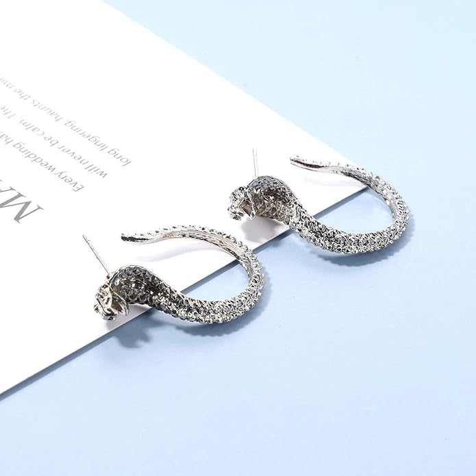 Vintage Snake Studs Earrings Gold Snake