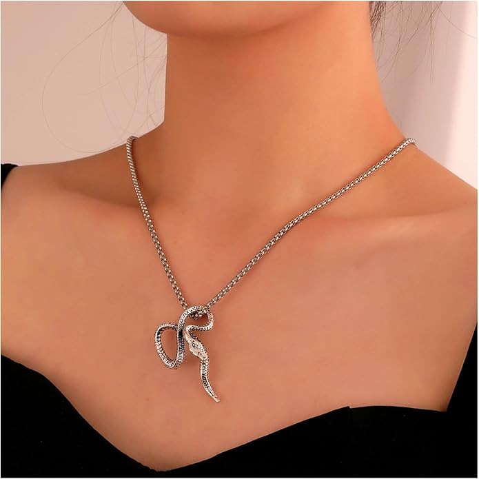 Vintage Snake Pendant Necklace Punk Snake