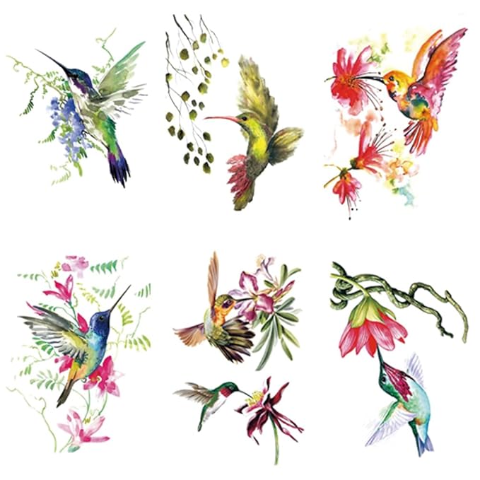 WEETUU 24 Sheets Hummingbird Temporary Tattoo for Women Stickers (T09)