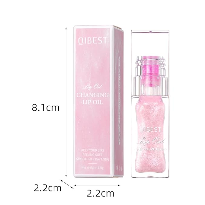 2Pcs Magic Color Changing Lip Oil,Big Brush Hydrating Glimmer Lip Oil,Long Lasting Moisturizing Smooth Non-Sticky Lip Gloss Oil Lip Balm, Fresh Lip Oil Stain Girl's Lip Care