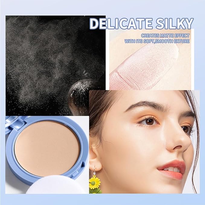 LAMUSELAND Pressed Powder Compact, Oil Control Brighten Skin Girls (JG04)