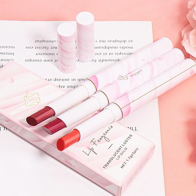 evpct 3Pcs Orange Rose Cherry Red Shine Lipstick Set, Flawless Moisturizing Lip Color Stick Glossy Lipstick Tinted Lip Balm, Sheer Shine Juicy Finish, Lightweight Hydrating Formula for Dry Lip Care