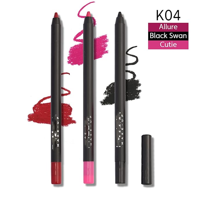 MAEPEOR Matte Lipliner and Eyeliner Kit 3 PCS Smoothly Creamy Lipliner and Eyeliner Pen Set for Daily Wear (3PCS Kit 4)