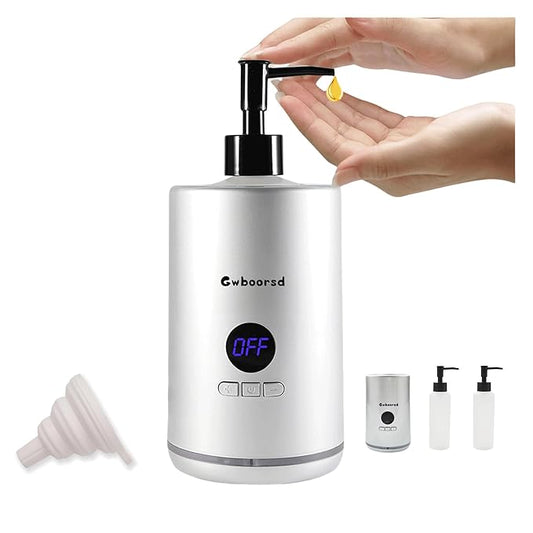 Oil Warmer for Massage, Massage Oil Warmer for Scented Oil, Oil Warmer, Body Oils Heater for Spa, Salon,with 2 Oil Bottle Dispensers, 1 White Funnel,Temperature Control, Atmosphere Lights, Silver