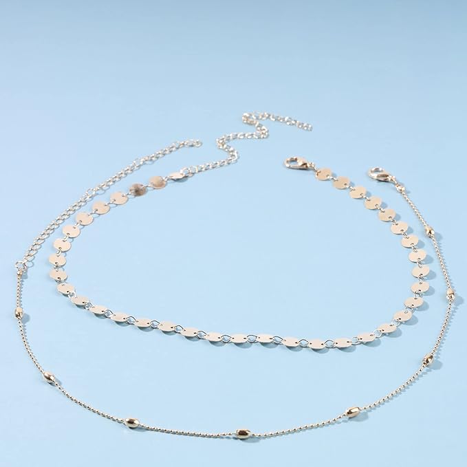 Boho Layered Satellite Disc Choker Necklace
