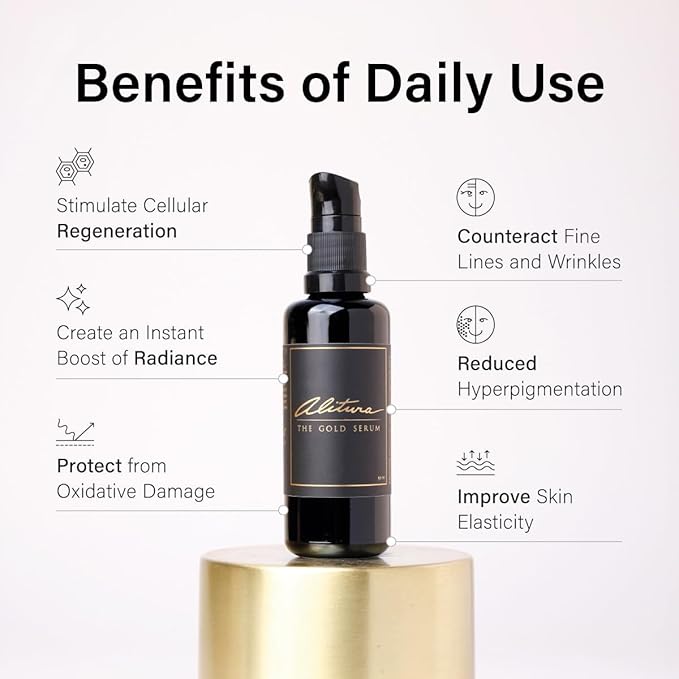 Alitura Gold Serum for Face – Face Serum for Women & Men to Reduce Fine Lines and Wrinkles – Serum for Radiant-Looking Skin – Vitamin A & Marine Collagen Facial Serum - 100 ml