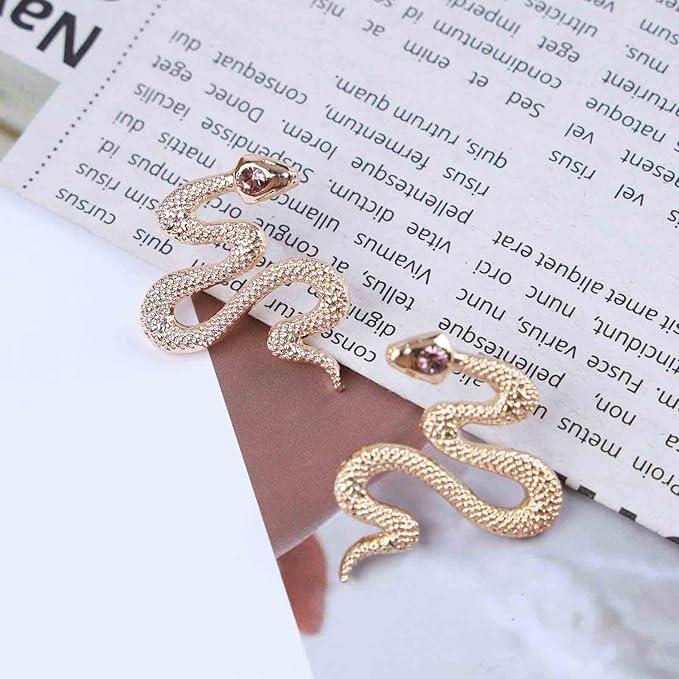 Vintage Snake Stud Earrings Gold Snake