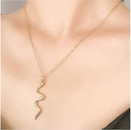 Snake Pendant Necklace Punk Serpent Drop
