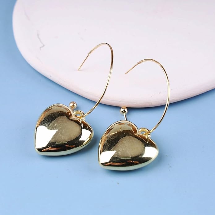 Boho Large Heart Drop Earrings Vintage