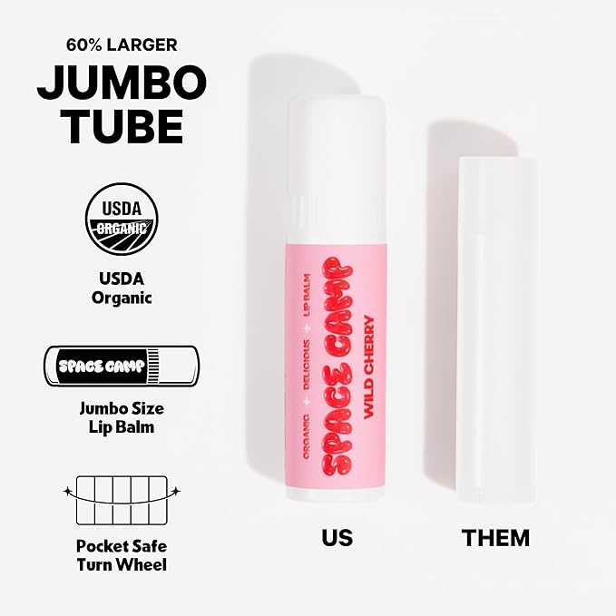 Space Camp Wellness Jumbo Lip Balm - Birthday Pack Variety Flavored Balm (Birthday Cake, Salted Caramel, Strawberry Frosting) - 3 Pack
