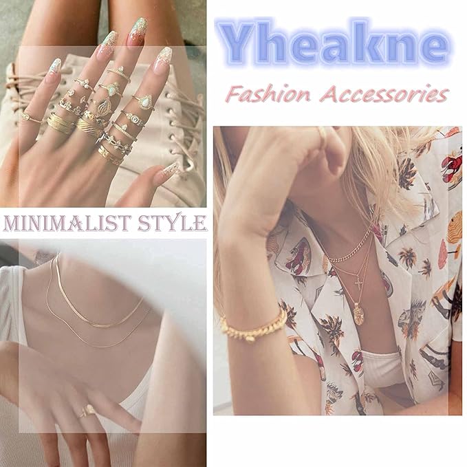 Punk Layered Figaro Chain Necklace Gold