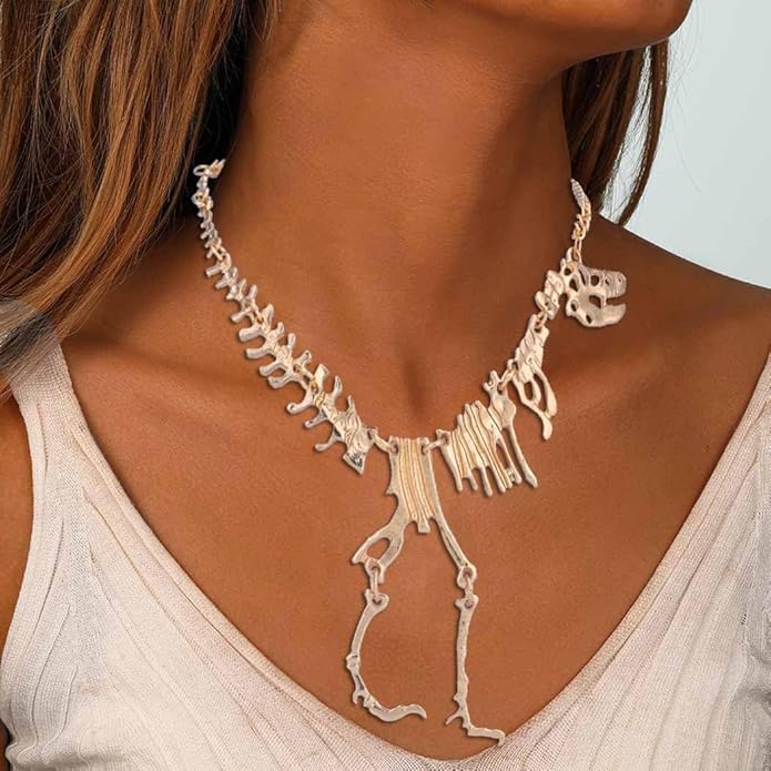 Punk Long Pendant Necklace Dainty Dinosaur