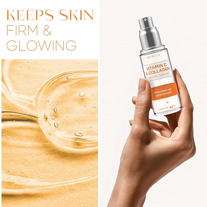 Vitamin C Serum with Collagen - Anti-Aging & Dark Spot Remover - Dermatologist Tested Korean Skincare for Brightening & Acne - Clean Beauty, Cruelty-Free, All Skin Types - 1.69oz (2-Pack)