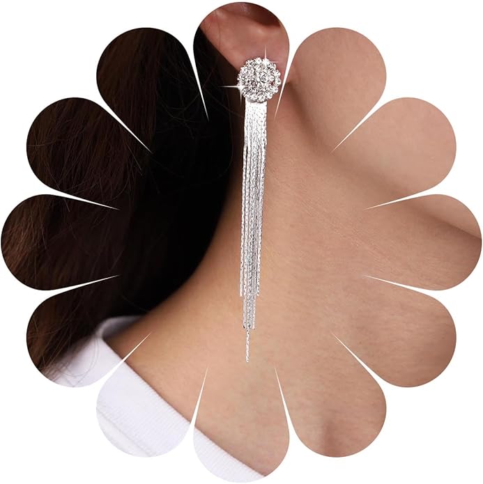 Vintage Crystal Chandelier Dangle Earrings Rhinestone